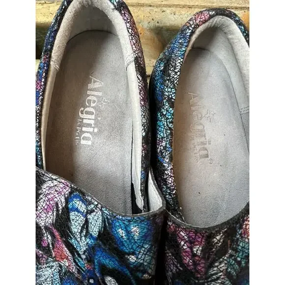 ALEGRIA Size 37 Lauryn LAU-885 Floral Loafer Comfort Shoes Purple Blue - Picture 6 of 7